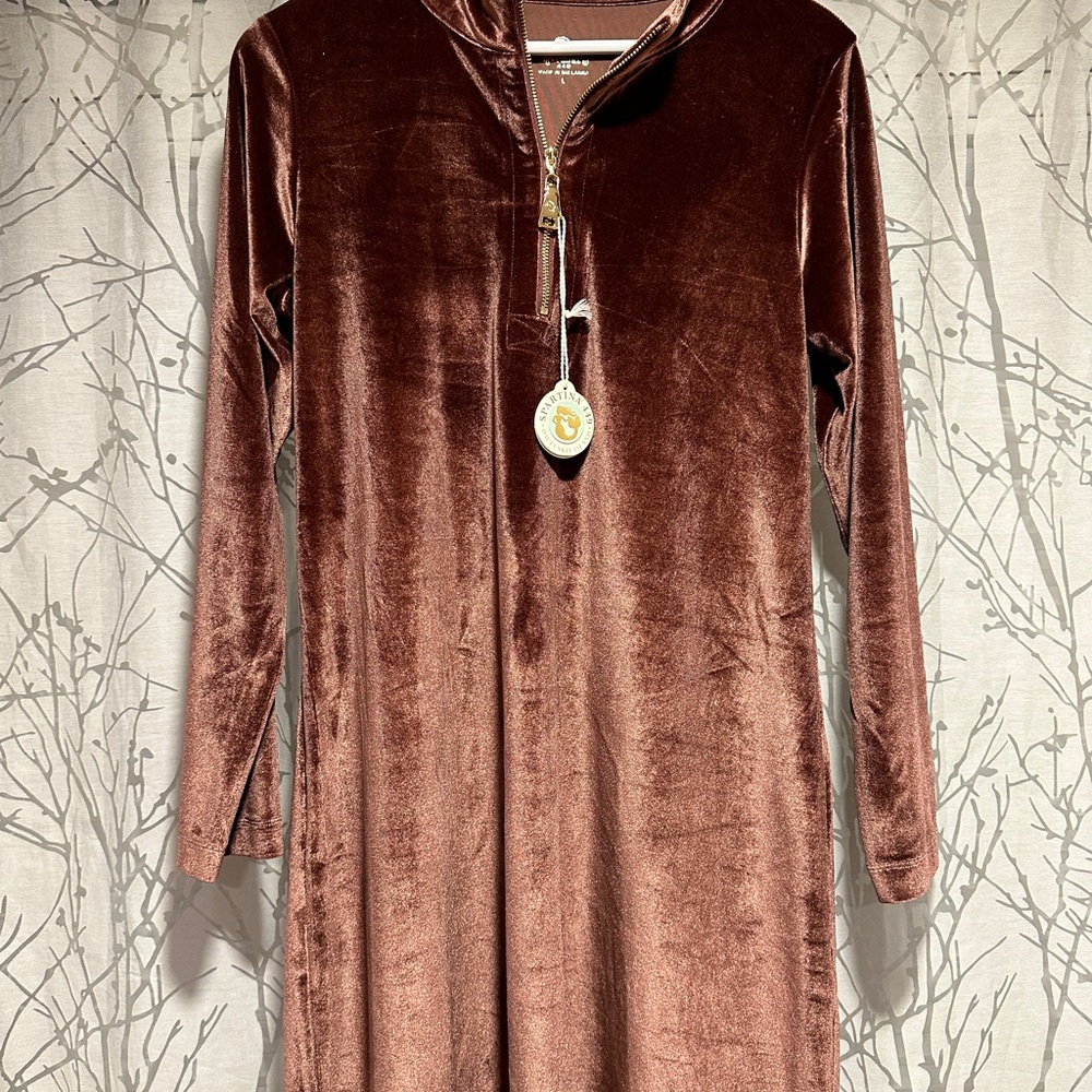 Spartina 449 Nora Half-Zip Dress Brown Bordeaux Size L (8-10)